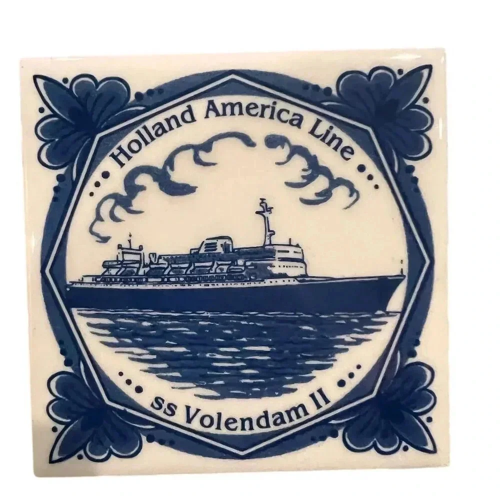 Vintage Holland America Line Porcelain Coasters‎ Set of 6